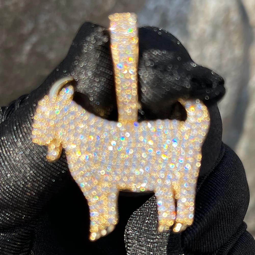 Iced Out Goat Pendant With Tennis Chain Necklace for Men